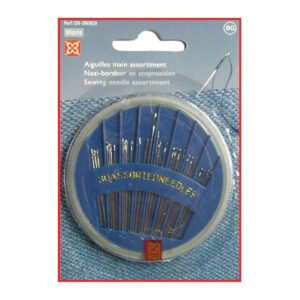 Boîte ronde de 30 aiguilles à coudre à la main assorties, sous blister