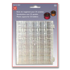 Boîte de rangement transparente à 25 compartiments pour canettes de machine à coudre